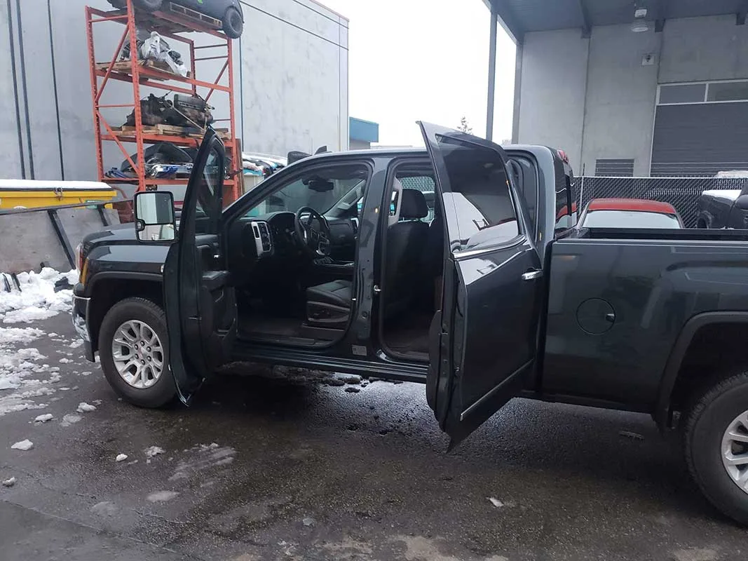 Mobility truck with custom suicide door installation